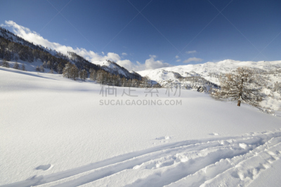 冬天,地形,多洛米蒂山脉,屈膝旋转滑雪,滑雪痕,水平画幅,雪,滑雪坡,纯净,户外