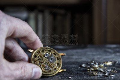 钟表匠,腕表,分针,口袋,商务,部分,齿轮,一个人,技术,坏掉的