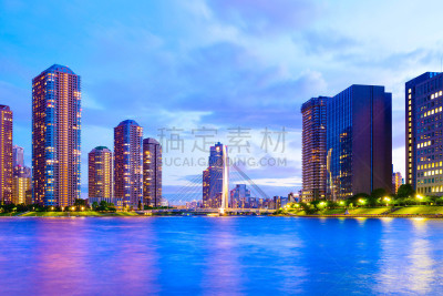 夜晚,都市风景,东京,摩天大楼,豪宅,办公大楼,月岛,晴美区,东京都墨田区,中央区
