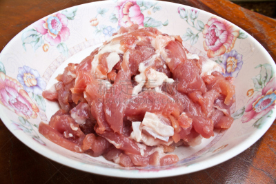腰肉,猪肉,经加工的肉,水平画幅,生食,膳食,肉,白肉,清新,食品