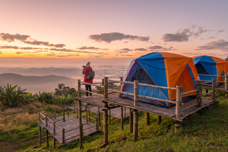 女人,旅游目的地,看风景,泰国,山,清莱府,看,清盛,摄影师,自然美