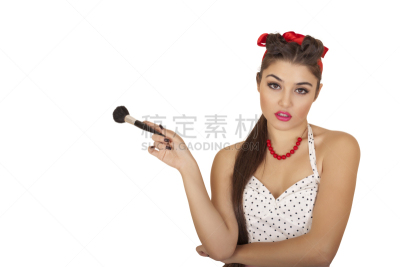 彩妆,女孩,自然美,美,腮红刷,尤物,项链,水平画幅,可爱的,唇膏