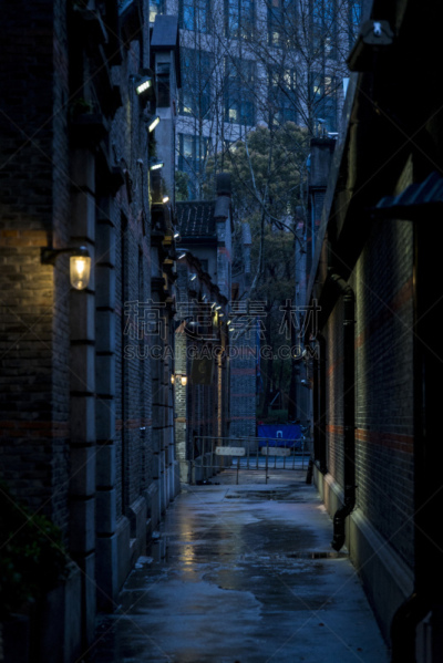 上海,中国,居住区,气候与心情,街道,夜晚,垂直画幅,建筑,无人,传统