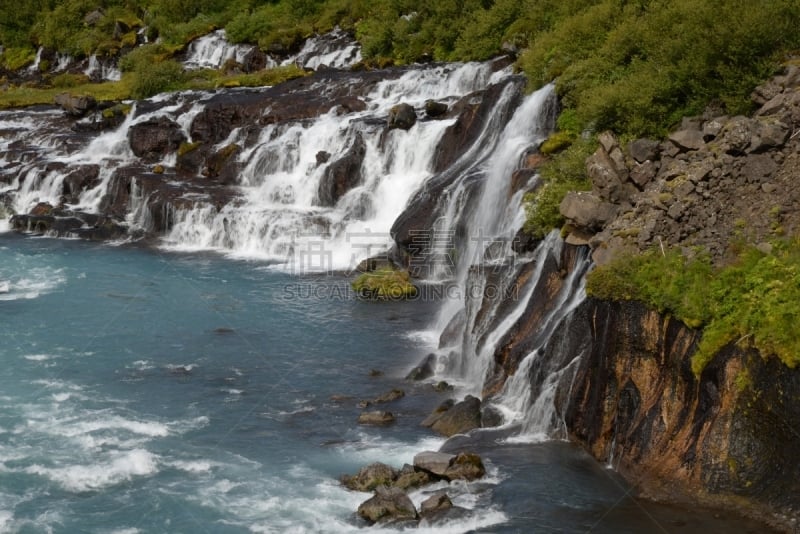 hraunfossar,冰岛国,自然,水平画幅,地形,瀑布,无人,户外,岛,著名景点