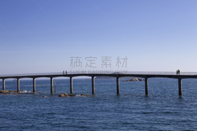 桥,水,水平画幅,码头,著名景点,人,布列塔尼,法国,海洋,摄影