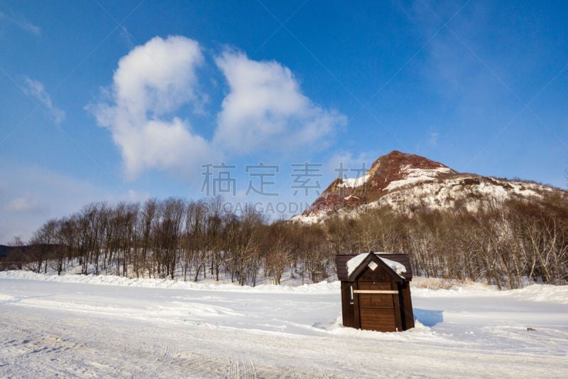 火山,日本,北海道,寒冷,水平画幅,冬天,雪,无人,户外,冻结的