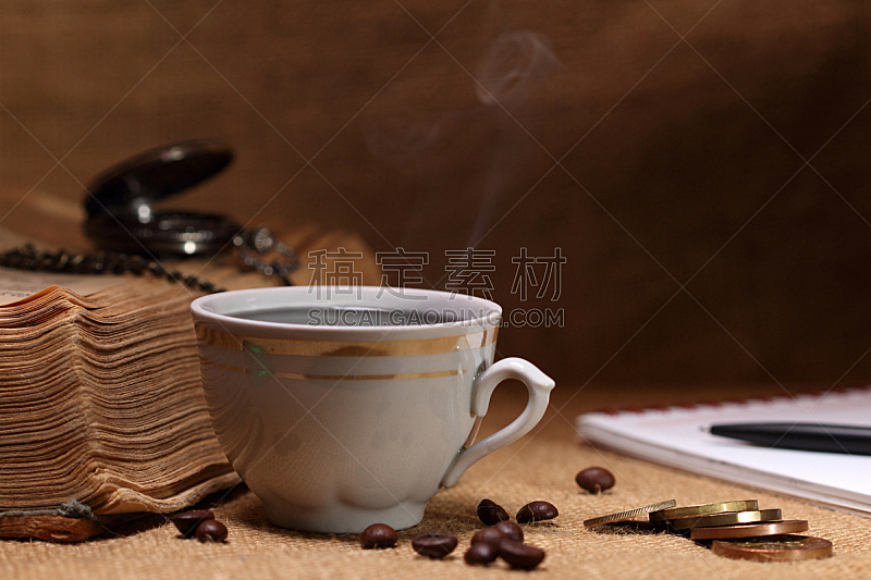 咖啡,杯,热,烤咖啡豆,褐色,水平画幅,无人,早晨,饮料,特写