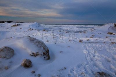 埃文斯顿,海岸线,密歇根湖,天空,水平画幅,雪,无人,偏远的,户外,湖