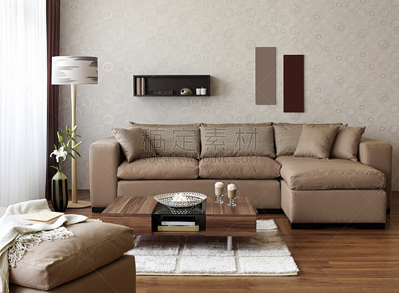 起居室,新的,水平画幅,无人,地毯,家具,咖啡,居住区,现代,沙发
