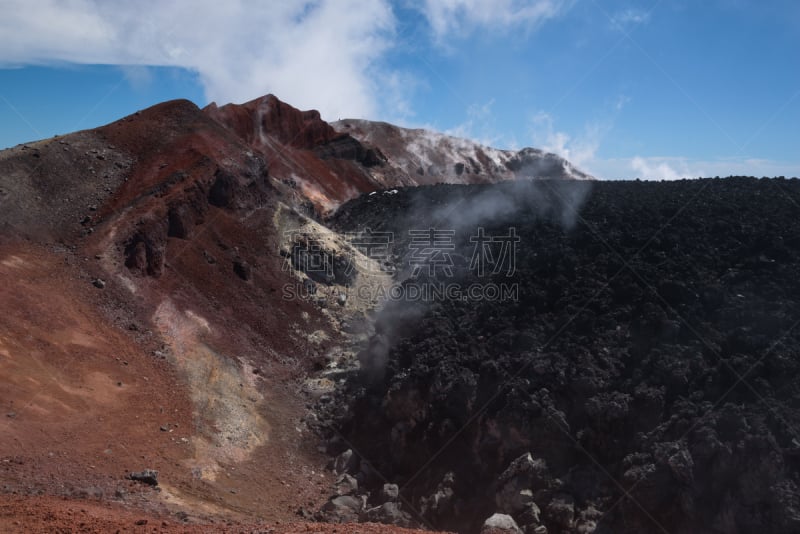 火山口,熔岩,火山,吸烟问题,阿瓦钦斯基火山,布林斯通山,喷气孔,堪察加半岛,温泉,天然气