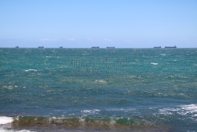 西澳大利亚,科茨洛海滩,印度洋,看风景,货物集装箱,帆船,水,天空,滨草,水平画幅