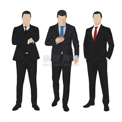 绘画插图,男商人,矢量,人群,人,分离着色,三个人,套装,主持人,男人