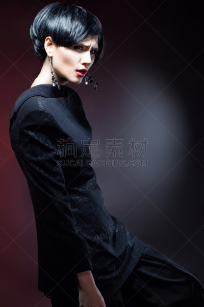 镂空花边,女人,连衣裙,性感符号,专业人员,黑色,彩妆,热情,肖像,腿