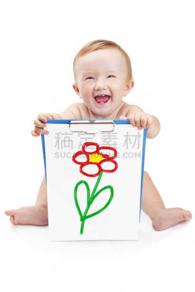 拿着,婴儿,写字板,垂直画幅,美,留白,边框,消息,美人,微笑