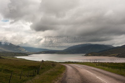 德内斯海峡,路,苏格兰,水平画幅,无人,大西洋,户外,湖,云景,山