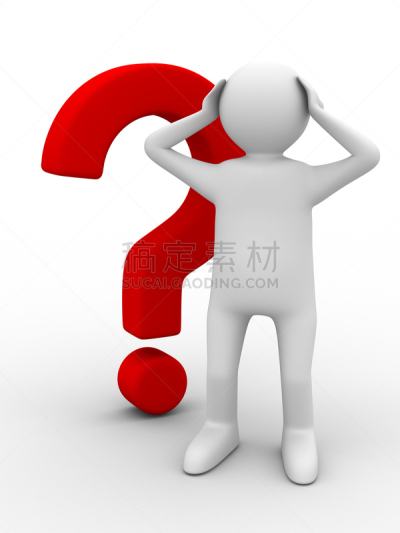 三维图形,问号,白色,图像,男人,分离着色,垂直画幅,不确定,形状,符号
