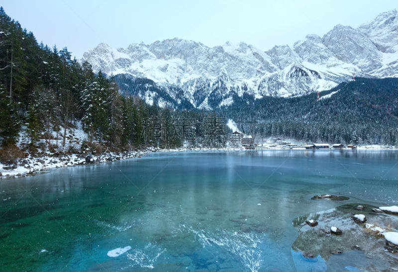 艾博湖,湖,冬天,水,天空,水平画幅,雪,无人,早晨,户外