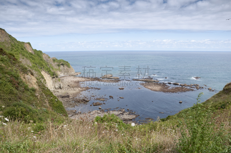 悬崖,海岸线,拉雷多,自然,天空,岩石海岸线,草原,旅游目的地,水平画幅,地形