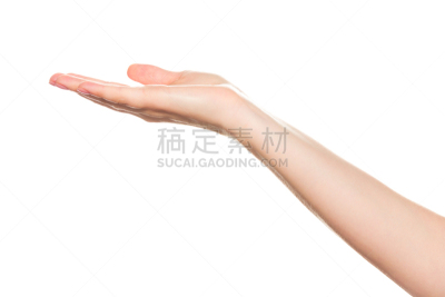 女人,手,白色背景,前臂,食指,四肢,高视角,智慧,仅成年人,白色