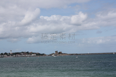 海港,海滩,法国,圣让德吕兹,水,天空,度假胜地,水平画幅,大西洋,旅行者