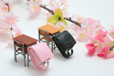樱花,白色背景,欧洲赤松,日式书包,小雕像,留白,水平画幅,无人,椅子,行李