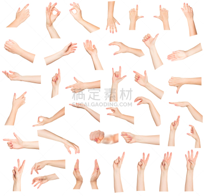 女人,手,白色背景,抽象拼贴画,四肢,高视角,智慧,仅成年人,白色,技术