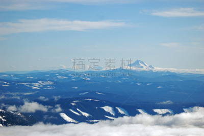 俄勒冈州,风景,杰斐逊山,三姐妹山,胡德雪山,俄勒冈郡,水平画幅,高视角,地形,雪