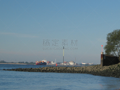 2002,易北河,平衡折角灯,堤岸,石勒苏益格-荷尔斯泰因,自然,水平画幅,绿色,地形,秋天