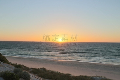 西澳大利亚,科茨洛海滩,印度洋,黄昏,水,天空,水平画幅,云,夜晚,曙暮光