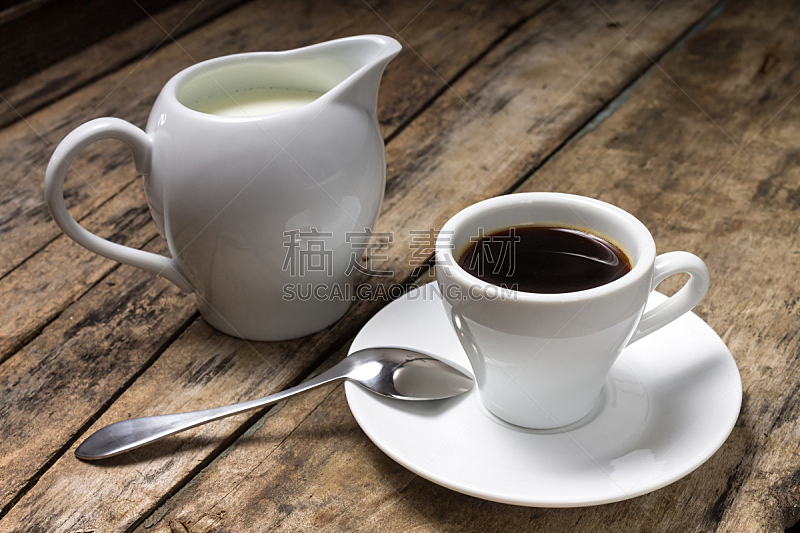 咖啡,木制,咖啡杯,背景,奶壶,褐色,芳香的,水平画幅,无人,茶碟