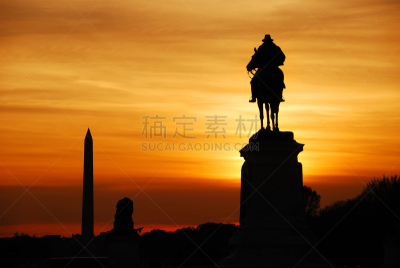 华盛顿特区,纪念碑,美国,水平画幅,无人,黄昏,特写,红色,著名景点,国内著名景点