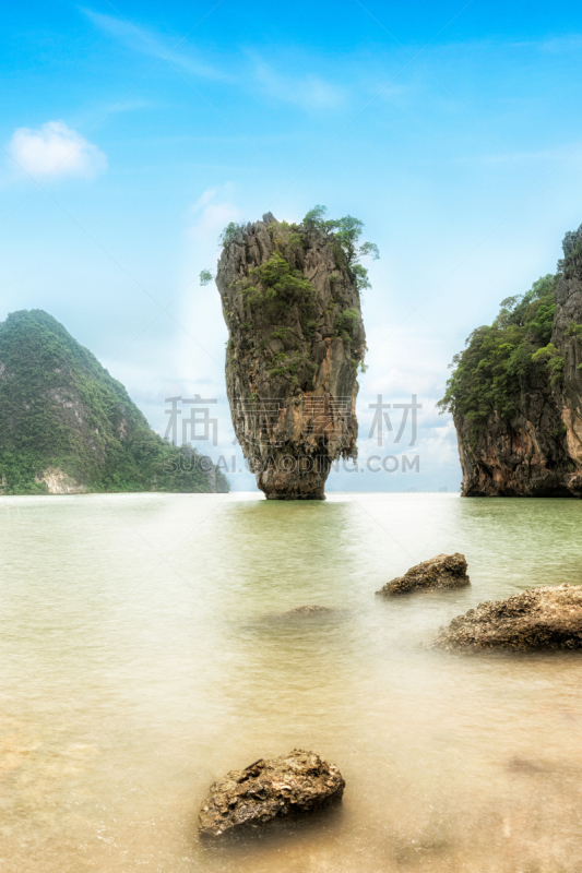詹姆斯庞德岛,垂直画幅,水,天空,群岛,休闲活动,泰国人,异国情调,石材,石头