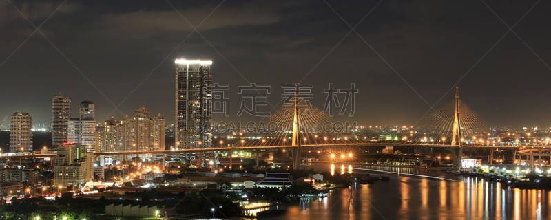 城市天际线,曼谷,未来,水平画幅,夜晚,无人,户外,班戈寇科省,泰国