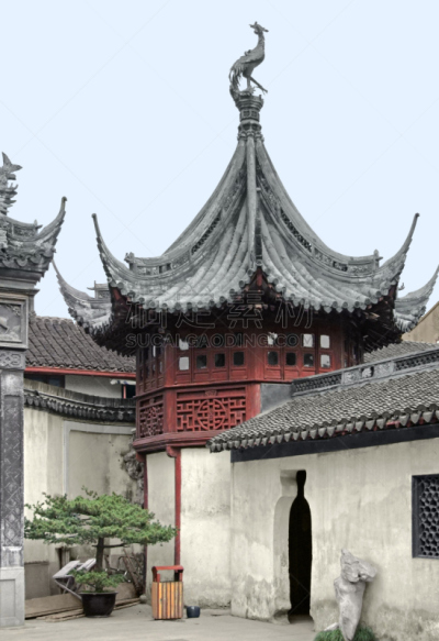 上海,豫园,垂直画幅,纪念碑,公园,艺术,风化的,无人,古老的,古城