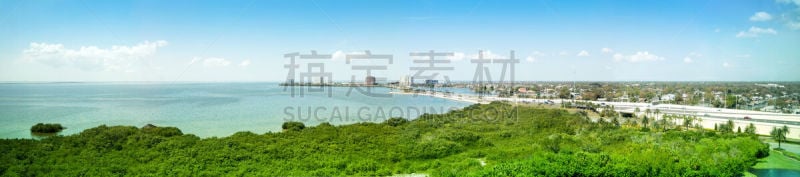 美国,全景,清水市,佛罗里达,看风景,坦帕,古老的,在上面,水,天空