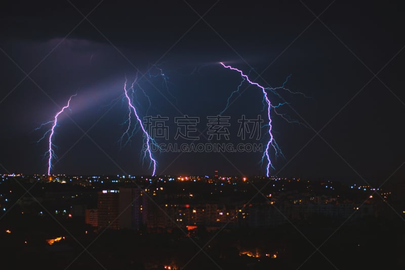 雷雨,城市,电,自然美,能力,深蓝,背景,天空,闪电,摄影