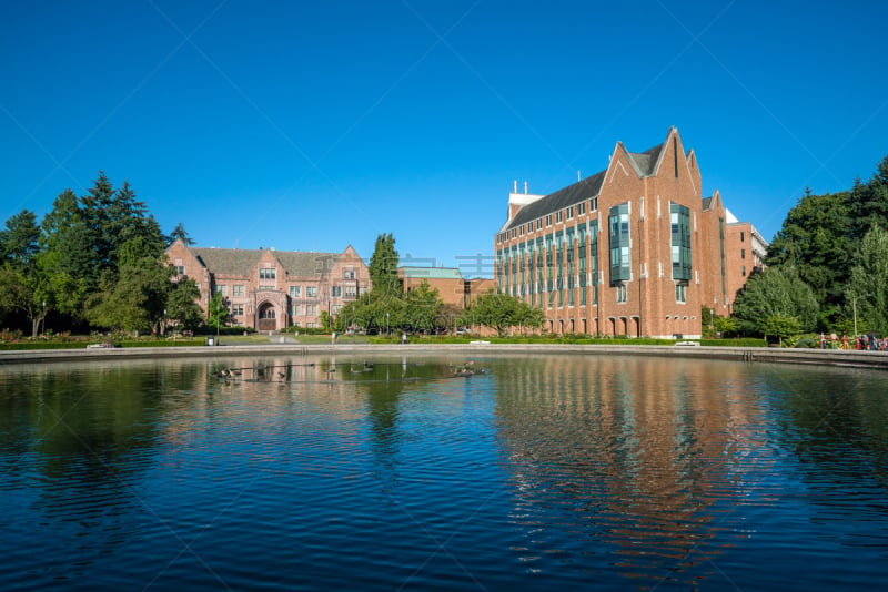 西雅图,华盛顿洲大学,水,天空,水平画幅,古老的,夏天,都市风景,城镇,河流