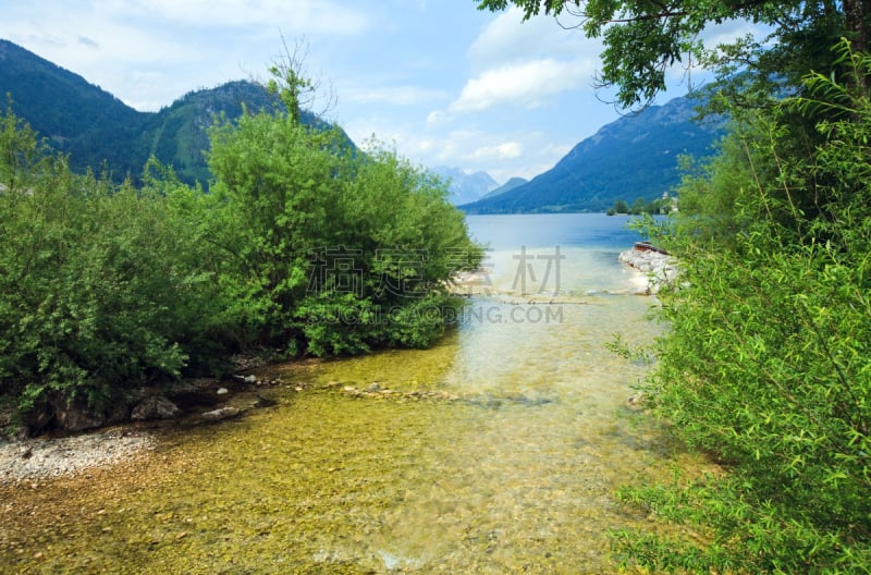 夏天,湖,阿尔卑斯山脉,风景,格伦德尔湖,水,天空,水平画幅,无人,户外