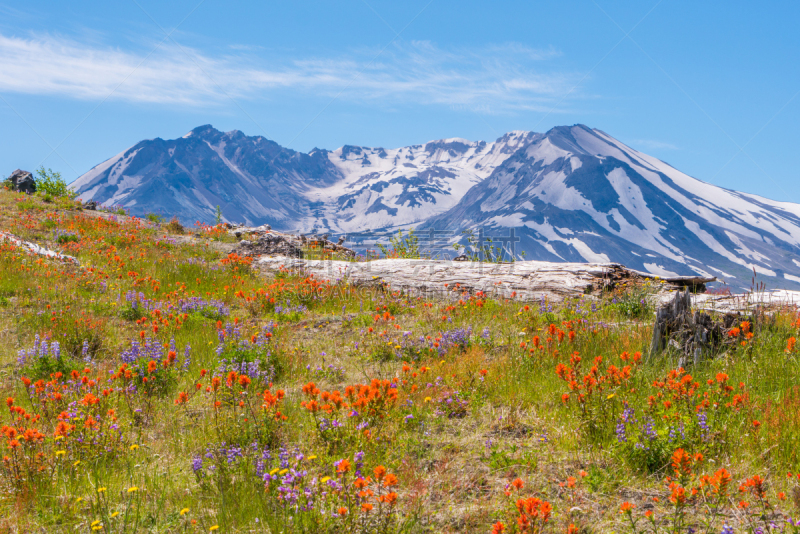 风景,火山,山谷,非凡的,山脊,小路,桨叉架船,天空,雪,夏天