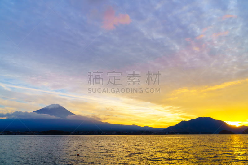 云,富士山,河口湖,富士河口湖,自然,天空,旅游目的地,水平画幅,雪,无人