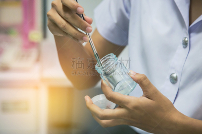 生物科技,植物,瓶子,镊子,学生,小的,女孩,切片食物,微生物,做