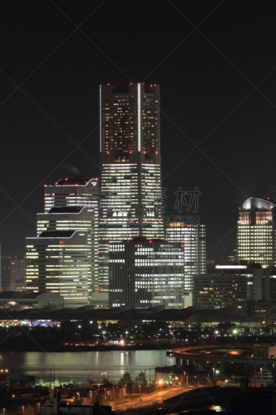 夜晚,横滨,横滨高速铁路,垂直画幅,城镇景观,无人,户外,都市风景,建筑业,商业金融和工业