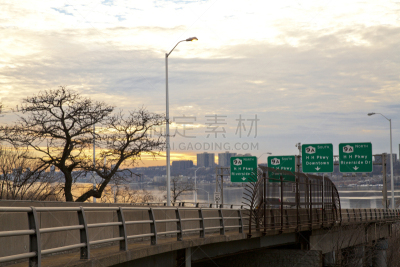纽约,车道,华盛顿高地,乔治华盛顿大桥,道口标志,哈德逊河,新泽西,水平画幅,巨大的,交通