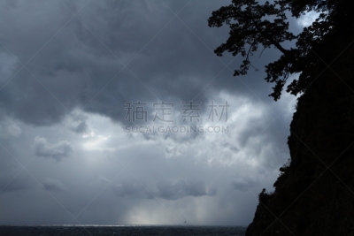 冬天,越前,海岸线,天空,水平画幅,无人,户外,松科,本州,多云