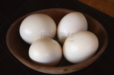 四个物体,卵,鸵鸟,鸵鸟蛋,白色,圆形,水平画幅,木制,无人,碗