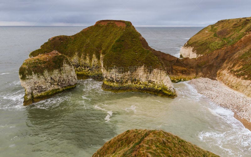 弗兰伯勒,英格兰,英国,悬崖,海岸线,植物群,夫兰巴洛岬,布里德灵顿,东约克郡,约克郡