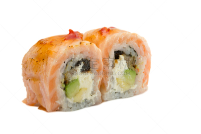 寿司,三文鱼,白色背景,分离着色,水平画幅,无人,开胃品,膳食,海产,奶酪