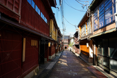 居住区,东,库那河,东茶屋町区,怀石料理,金泽,石川县,江户时代,柳树,城镇景观