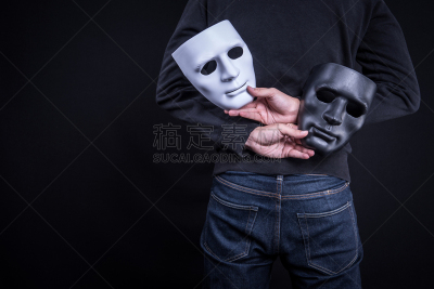 无法辨认的人,概念,男人,面具,秘密,拿着,黑白图片,错觉,安全,男性
