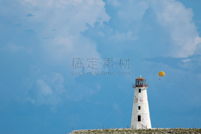 灯塔楼,拖引式降落伞运动,悬崖,寂寞,在之后,人,天空,拿骚,水平画幅,云